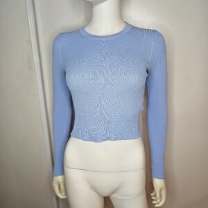 Sincerely Jules Light Blue Ribbed Long Sleeve Top